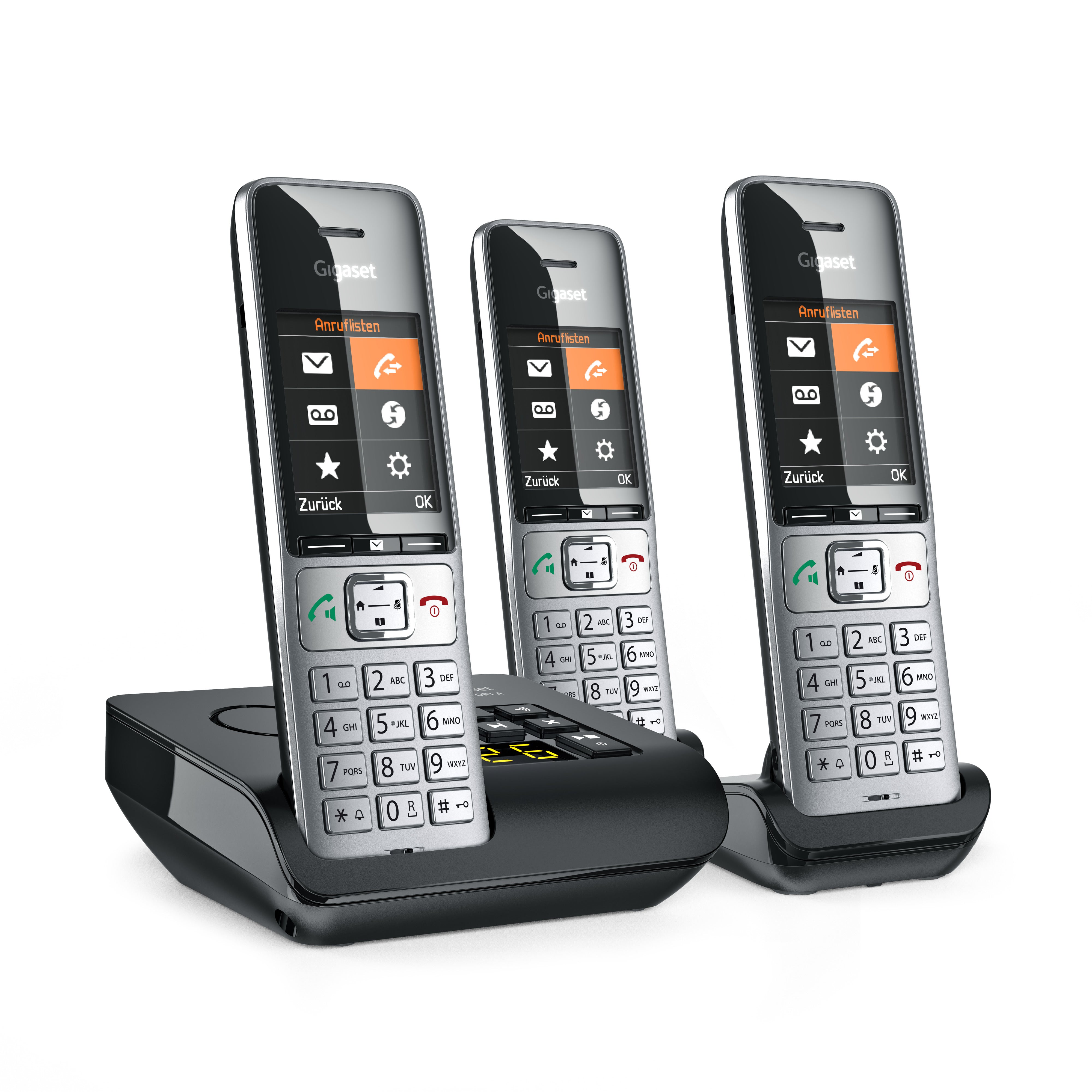 Gigaset Comfort 500A trio silber schwarz Gigaset Comfort 500A trio silber schwarz